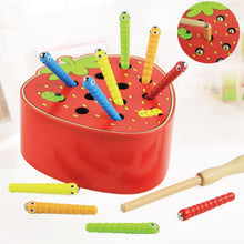 Load image into Gallery viewer, 3D Montessori Wooden Toys Caterpillar Eats The Apple Kids Catch Worms Matching Pair Games Early Educational Interactive Math Toy
