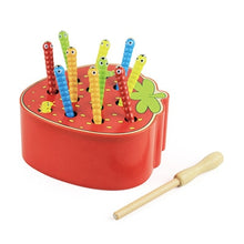 Load image into Gallery viewer, 3D Montessori Wooden Toys Caterpillar Eats The Apple Kids Catch Worms Matching Pair Games Early Educational Interactive Math Toy
