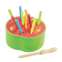 Load image into Gallery viewer, 3D Montessori Wooden Toys Caterpillar Eats The Apple Kids Catch Worms Matching Pair Games Early Educational Interactive Math Toy