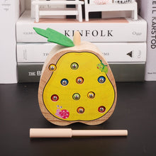 Load image into Gallery viewer, 3D Montessori Wooden Toys Caterpillar Eats The Apple Kids Catch Worms Matching Pair Games Early Educational Interactive Math Toy