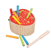 Load image into Gallery viewer, 3D Montessori Wooden Toys Caterpillar Eats The Apple Kids Catch Worms Matching Pair Games Early Educational Interactive Math Toy